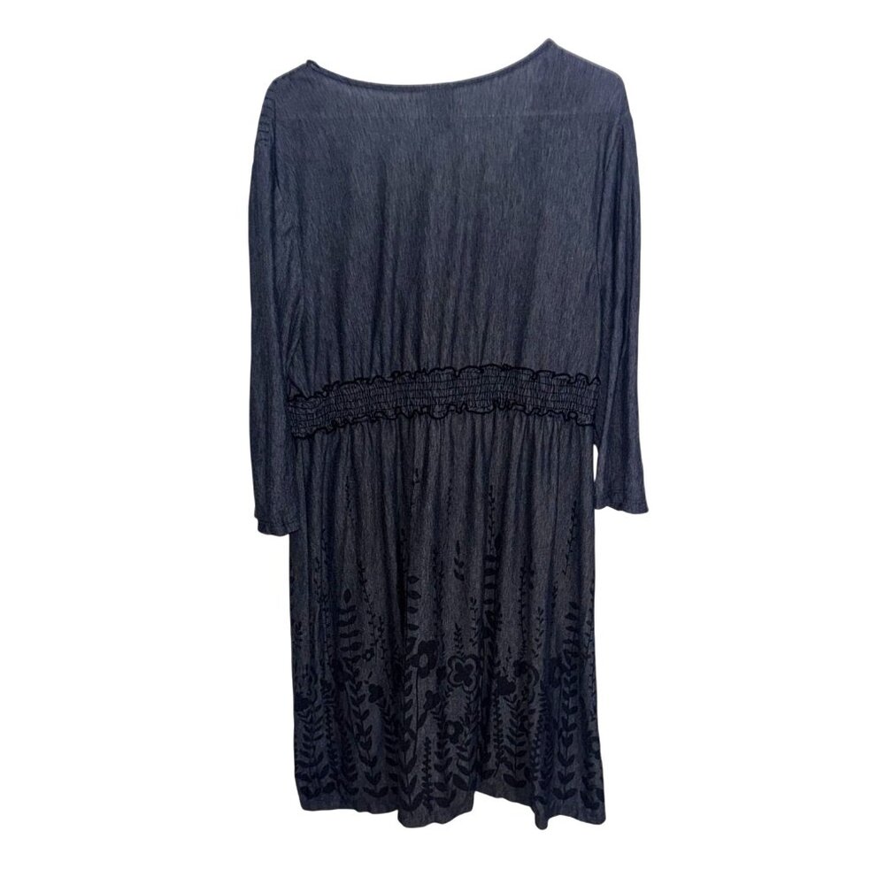 Just My Size Gray Empire Waist Floral Print Knit Dress 2X 3/4 Sleeve Polyester - Picture 5 of 7